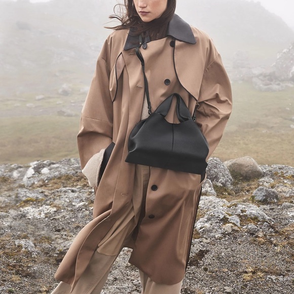 Polène Numéro Neuf Edition Textured Calf Leather Black Top Handle Bag - Picture 6 of 12